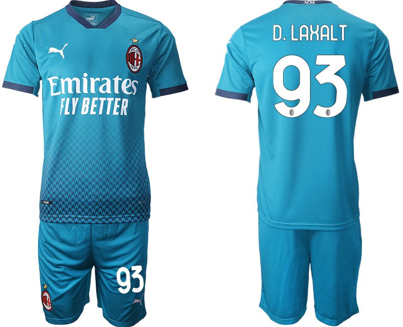 Men 2020-2021 club AC milan away #93 blue Soccer Jerseys